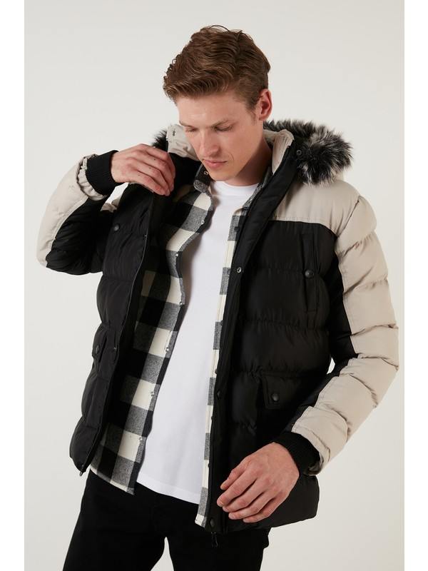 Buratti Slim Fit Çıkarılabilir Suni Tüylü Kapüşonlu Şişme Mont Erkek Mont 5760076