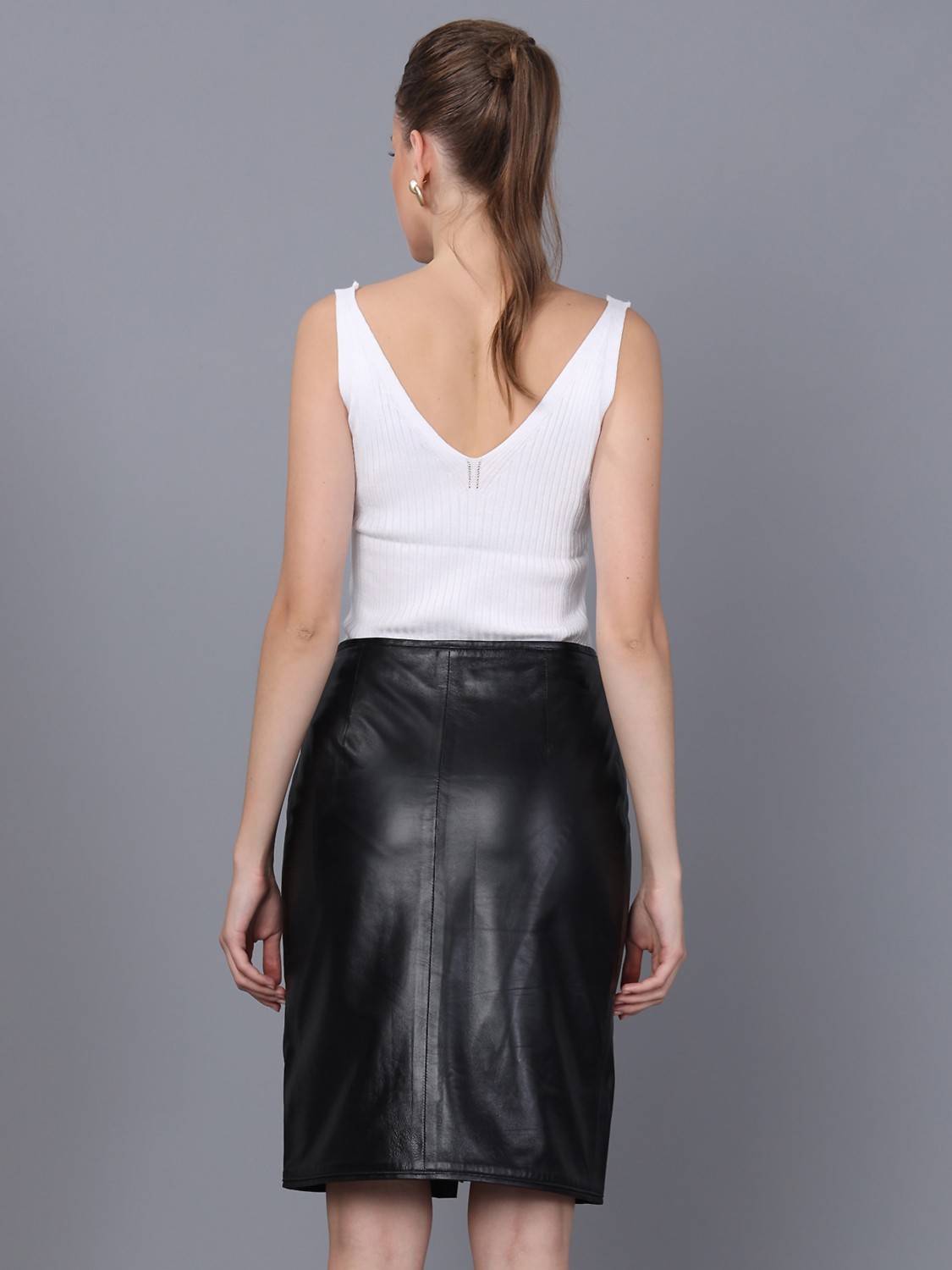 Basics & More Kadın Hakiki Deri Etek görsel 3