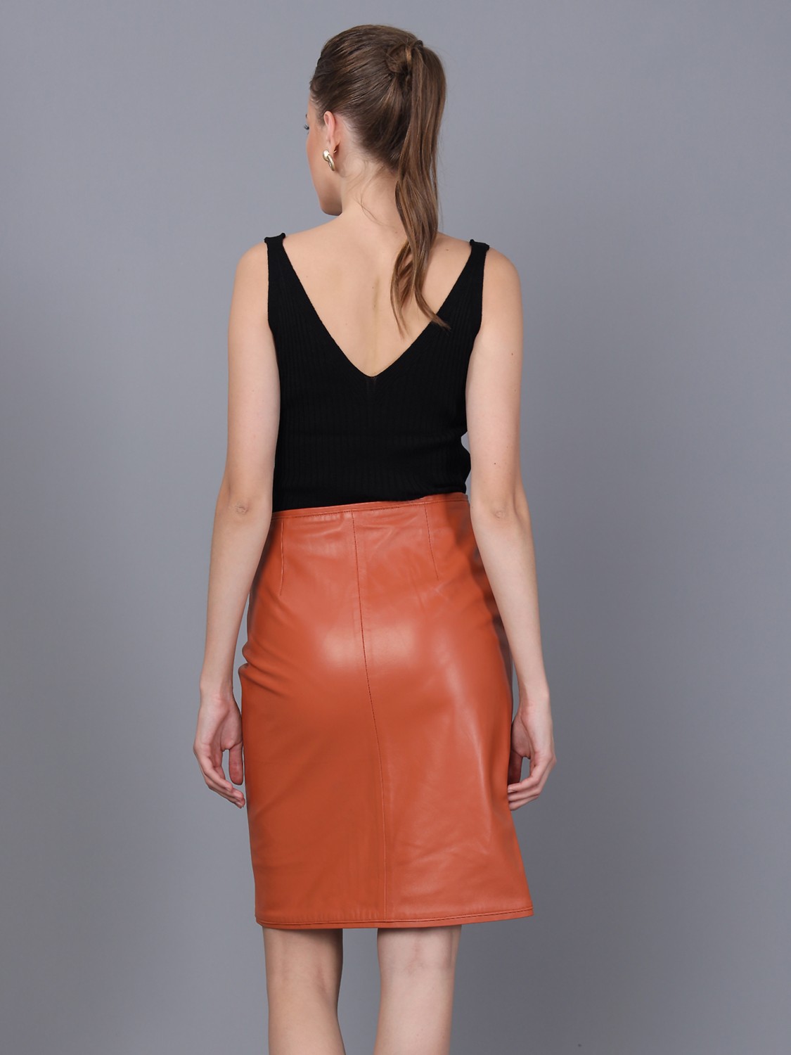 Basics & More Kadın Hakiki Deri Etek görsel 6