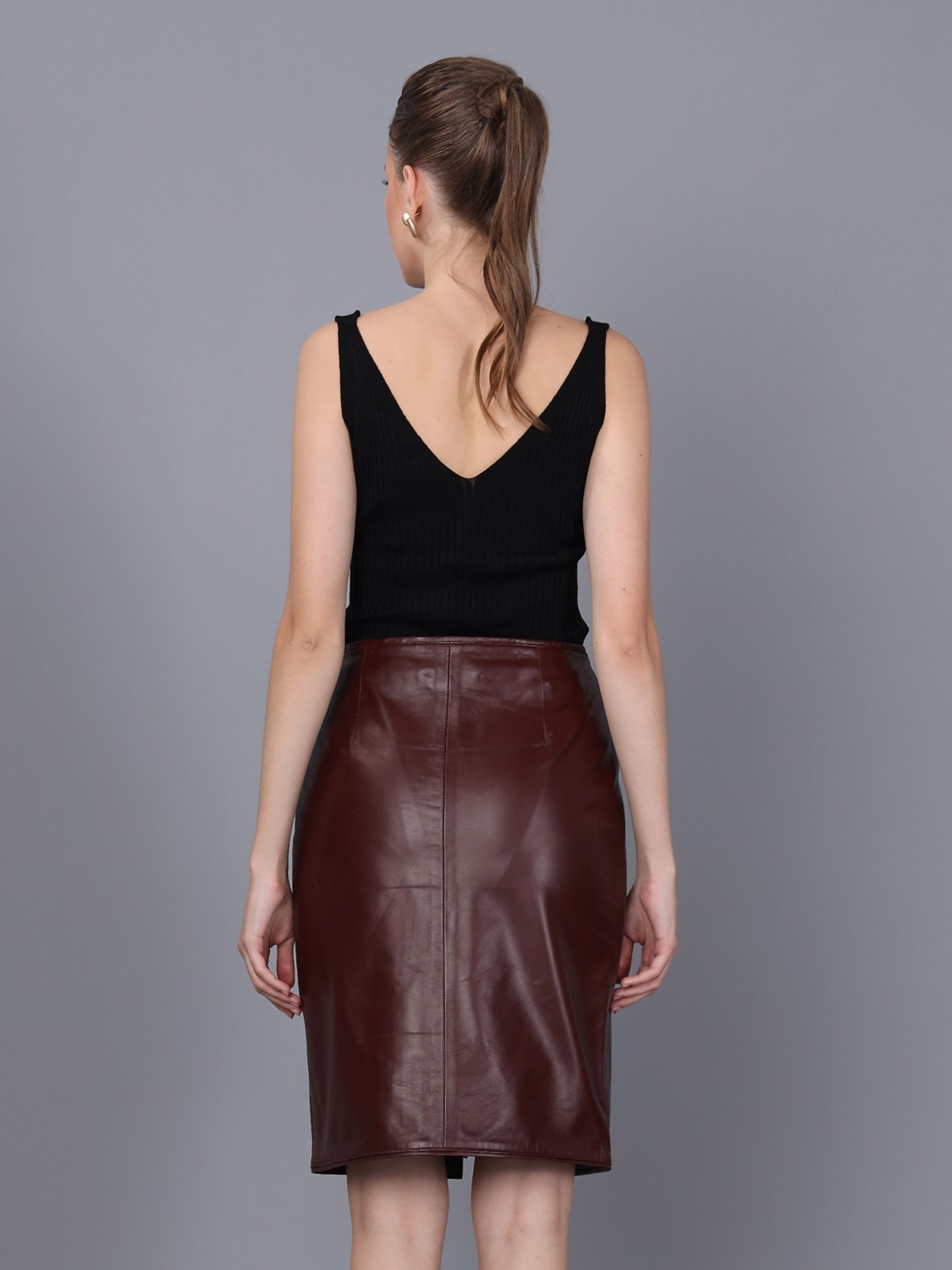 Basics & More Kadın Hakiki Deri Etek görsel 8