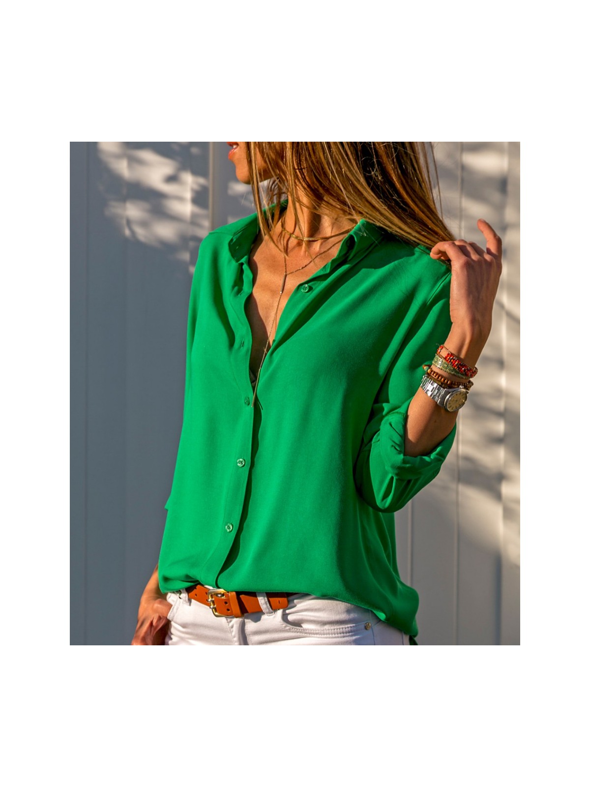 Moda Lavinia Dokuma Viskon Kumaş Basic Gömlek (Renk Seçenekli)