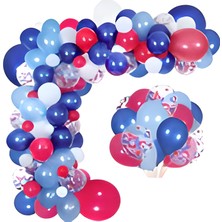 Hknys Spiderman Zincir Balon Seti-Mavi Lacirevt-Kırmızı-Beyaz -Konfetili Balon Seti