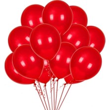 Hknys 100 Adet Metalik Sedefli Kırmızı   Balon, Helyumla Uçan-Dogum Günü-Parti-Kaliteli Balon