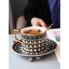 HaiTun (Siyah) Avrupa Seramik Kahve Fincanı Çanak Yaratıcı Kahve Seti Cappuccino Kahve Fincanı Kahve Fincanı Vazo BD50CS | Kahve Kupası ve tabak Setleri (Yurt Dışından)