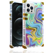 noktaks - Apple iPhone 13 Pro Max - Kılıf Ebruli Ve Dalga Desenli Ples Kapak - Mavi - T23254