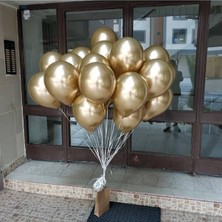 35 Adet Altın (Gold) Krom Balon (Aynalı Balon) 1 Kalite Krom Balon Aynalı Balon Helyum Uyumlu