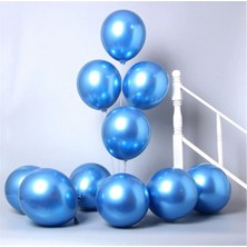 12 Adet Mavi Krom Balon (Aynalı Balon) 1 Kalite Krom Balon Aynalı Balon Helyum Uyumlu