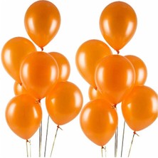Hknys 60 Adet Metalik Sedefli Turuncu   Balon, Helyumla Uçan-Dogum Günü-Parti-Kaliteli Balon