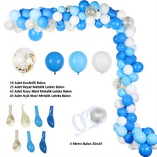 125 Adet Mavi Beyaz Konfetili Dogum Günü Balon Seti - Parti Nisan-Sünnet -Part Günlüğü