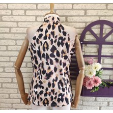 Leopar Desenli Mikro Kumaş Bluz 56CM