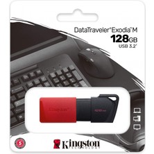 Kıngston DTXM/128GB USB 3.2 Data Traveler Exodia M Flash Disk (Siyah-Kırmızı)