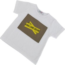 Berselüx Çocuk Şort Tshirt Ikili Takım Haki Yeşil- Beyaz Baskılı Kısa Kollu  2022 Yaz