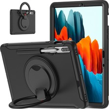 Szykd Samsung Galaxy Tab Için S8 / Galaxy Tab S7 870 Darbeye Dayanıklı Tpu + Pc Koruyucu Kılıf, 360 Derece Döndürülebilir Katlanabilir Sap Tutacağı ve Kalem Yuvası (Yurt Dışından)