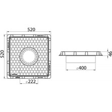 Lux Wares Ø 400 mm Izgaralı Plastik Rögar Menhol Kapak ve Çerçeve Koruge Boru Uyumlu