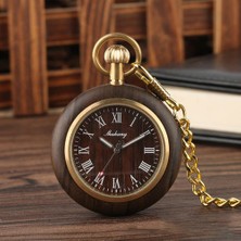 HaiTun Vintage Cebi Yüksek Kalite Ahşap Roma Sayısal Arama Büyük Cebi Abanoz Gülağacı Kuvars Hediye Pocket Watch | Pocket fob Saatler (Yurt Dışından)