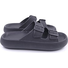 Apella Eva Çift Toka Siyah Unisex Terlik