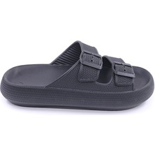 Apella Eva Çift Toka Siyah Unisex Terlik