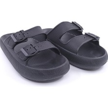 Apella Eva Çift Toka Siyah Unisex Terlik