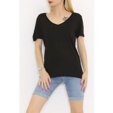 Bigwos V Yaka Viskon Tişört Siyah 1017.275.