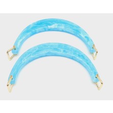 Angel Çanta Aksesuar Halkalı Turkuaz Renk Mermer Desen Akrilik Çanta Sapı