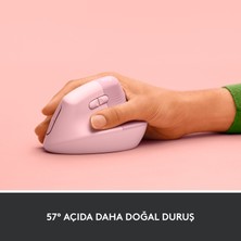 Logitech Lift Sessiz Kablosuz Ergonomik Dikey Mouse - Pembe