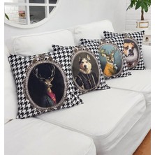 Körfez Kırlent Sevimli Hayvan Figürlü Kırlent Kılıfı 4'lü Kombin Set