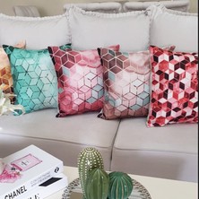 Körfez Kırlent Küpler Desen Kırlent Kılıfı 4'lü Kombin Set