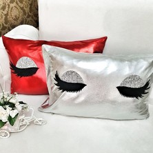 Körfez Kırlent Lame Kumaş Kirpik Kırlent Kılıfı 2'li Set 35 x 55 Cm