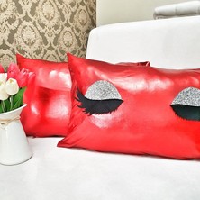 Körfez Kırlent Lame Kumaş Kirpik Kırlent Kılıfı 2'li Set 35 x 55 Cm