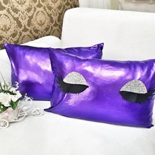 Körfez Kırlent Lame Kumaş Kirpik Kırlent Kılıfı 2'li Set 35 x 55 Cm