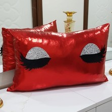 Körfez Kırlent Lame Kumaş Kirpik Kırlent Kılıfı 35 x 55 Cm