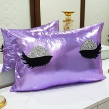 Körfez Kırlent Lame Kumaş Kirpik Kırlent Kılıfı 35 x 55 Cm