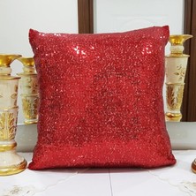 Körfez Kırlent Pul Payetli Kırlent Kılıfı Kırmızı