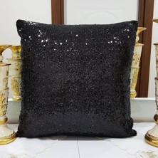 Körfez Kırlent Pul Payetli Kırlent Kılıfı Siyah