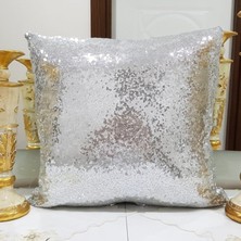 Körfez Kırlent Pul Payetli Kırlent Kılıfı Gümüş