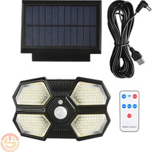 Technosmart 180 Ledli Kumandalı Güneş Enerjili Ve Usb Li Uzatma Kablolu Solar Lamba, Bahçe, Garaj, Ev Aydınlatma