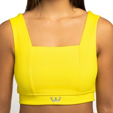 Wiawi Kadın Kalın Askılı Spor Sütyeni Atlet Esnek Crop Top - Sunlight Sarı