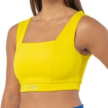 Wiawi Kadın Kalın Askılı Spor Sütyeni Atlet Esnek Crop Top - Sunlight Sarı