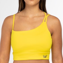 Wiawi Kadın Ince Askılı Spor Sütyeni Atlet Esnek Crop Top - Sunlight Sarı