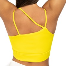 Wiawi Kadın Ince Askılı Spor Sütyeni Atlet Esnek Crop Top - Sunlight Sarı