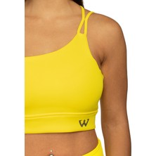 Wiawi Kadın Ince Askılı Spor Sütyeni Atlet Esnek Crop Top - Sunlight Sarı