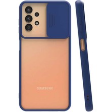 Case World Samsung Galaxy A33 5g Kapak Lensi Açılır Kapanır Kamera Korumalı Silikon Kılıf - Lacivert