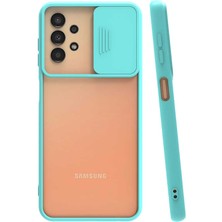 Case World Samsung Galaxy A33 5g Kapak Lensi Açılır Kapanır Kamera Korumalı Silikon Kılıf - Turkuaz