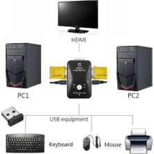 2 Port USB Kvm Switch 2 In 1 Out USB 2.0 Kvm Fare Klavye Switcher Kablolar Dahil