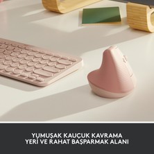 Logitech Lift Sessiz Kablosuz Ergonomik Dikey Mouse - Pembe