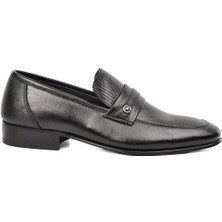 Pabucmarketi Siyah Deri Kösele Taban Erkek Klasik Ayakkabı
