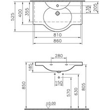Norm 2044L003-1029 Norm Etajerli Lavabo, 86 cm