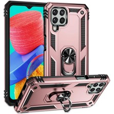 Caseart Samsung Galaxy M33 Kapak Military Yüzüklü Stantlı Panzer Tank Kılıf - Rose Gold