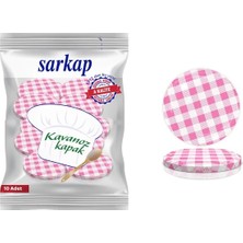 Sarkap Kavanoz Kapak 10 Paket  10'lu -Pembe Ekose