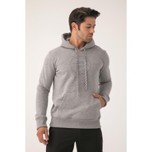 Crozwise Erkek Sweatshirt Gri Sweatshirt 3 Iplik Kapüşonlu Sweatshirt Erkek